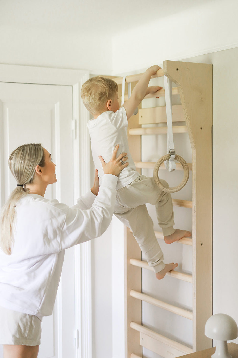 FitWood - TAIMI Wall Bars for Kids & Adults - White and Birch - All Mamas Children