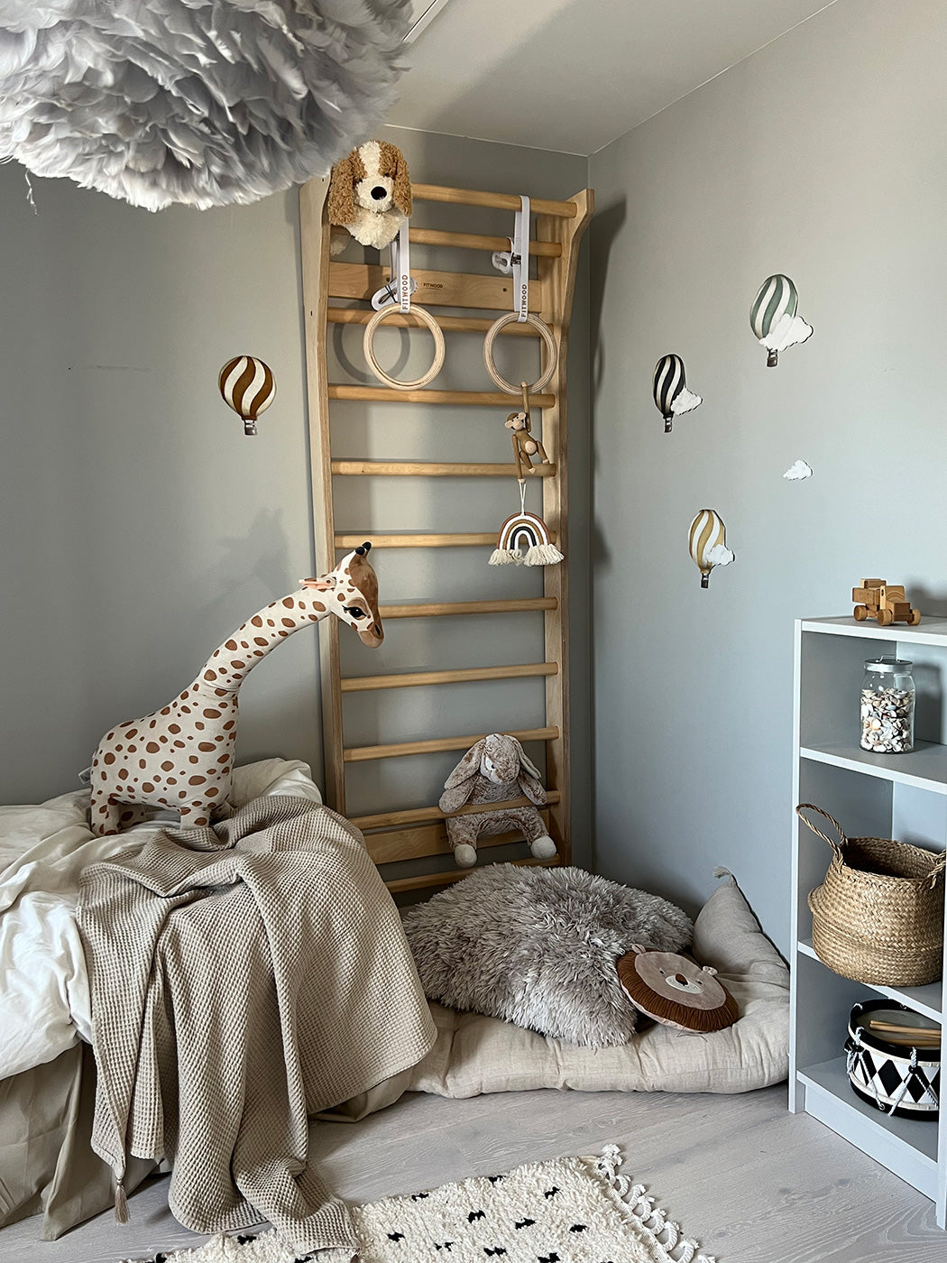 FitWood - TAIMI Wall Bars for Kids & Adults - White and Birch - All Mamas Children