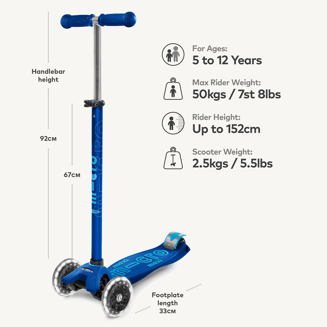 Micro Scooters Maxi Micro Scooter Deluxe LED - Navy - All Mamas Children