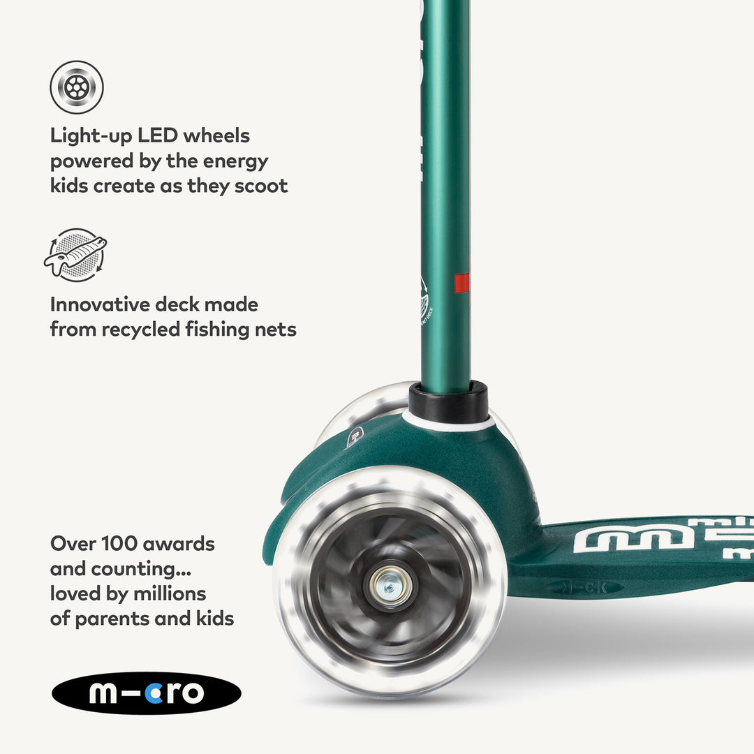 ♻️ Micro Scooters ECO Mini Micro Scooter Deluxe LED - Green - All Mamas Children