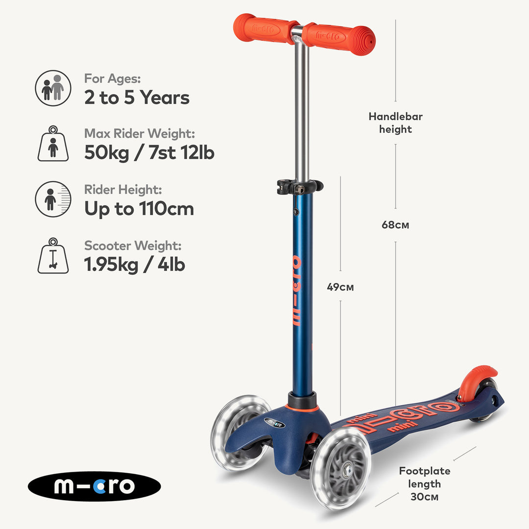 Micro Scooters Mini Micro Scooter Deluxe LED - Navy - All Mamas Children
