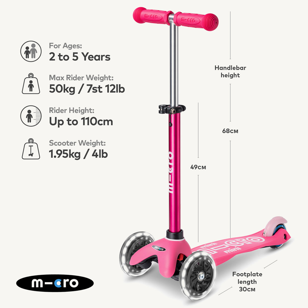 Micro Scooters Mini Micro Scooter Deluxe LED - Pink - All Mamas Children