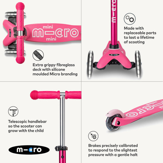Micro Scooters Mini Micro Scooter Deluxe LED - Pink - All Mamas Children
