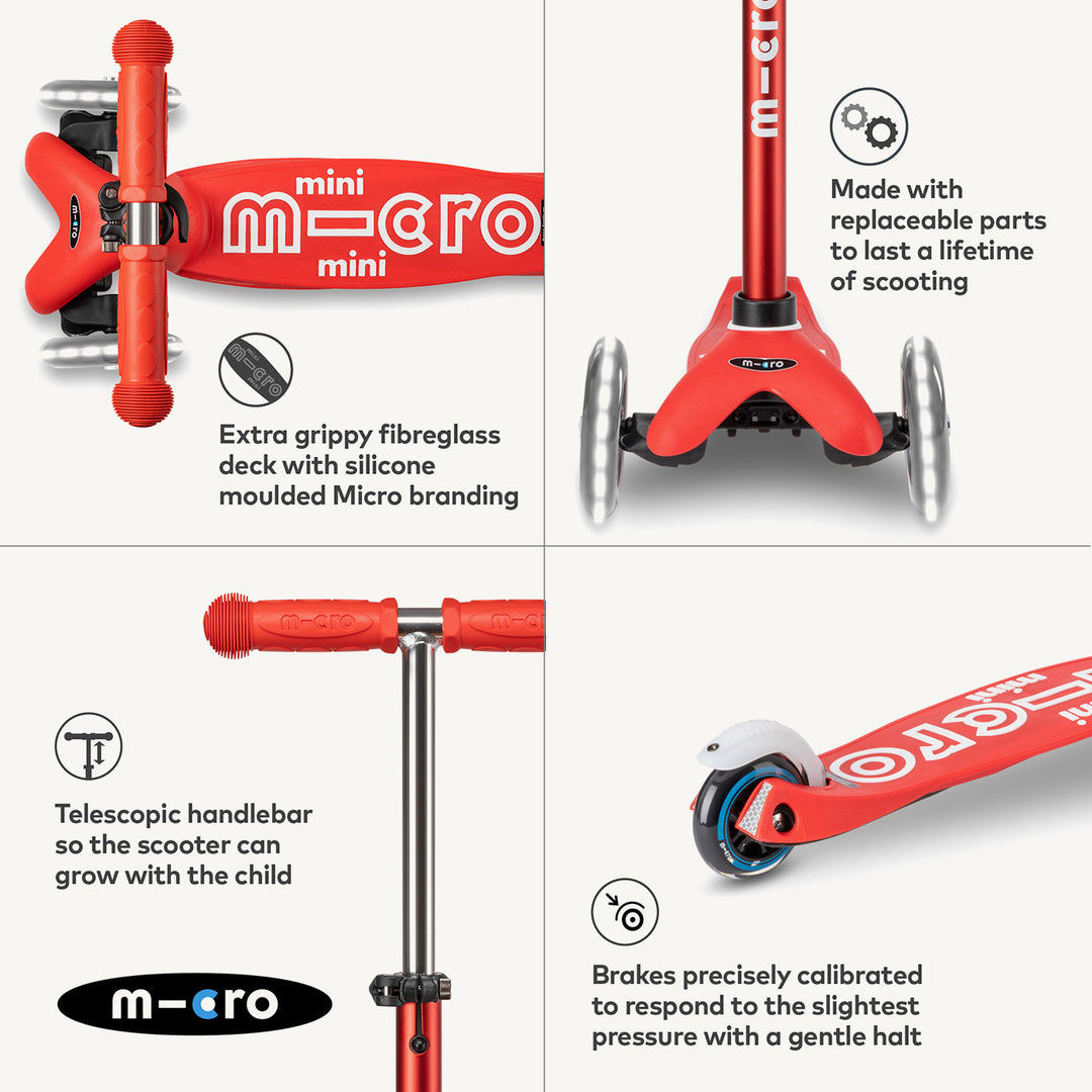 Micro Scooters Mini Micro Scooter Deluxe LED - Red - All Mamas Children
