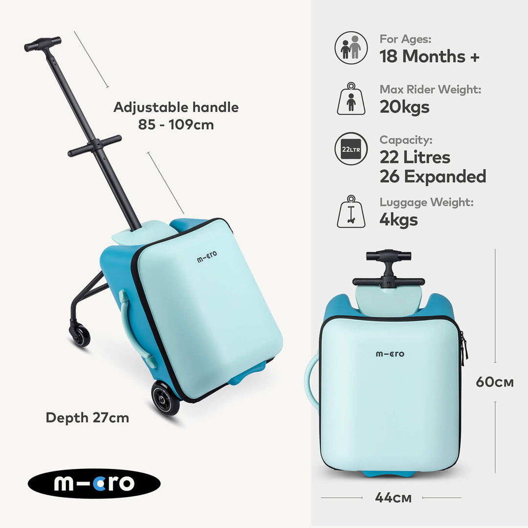 Micro Scooters Eazy Ride On Luggage / Suitcase - Blue - All Mamas Children