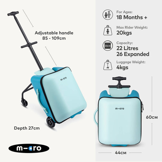 Micro Scooters Eazy Ride On Luggage / Suitcase - Blue - All Mamas Children