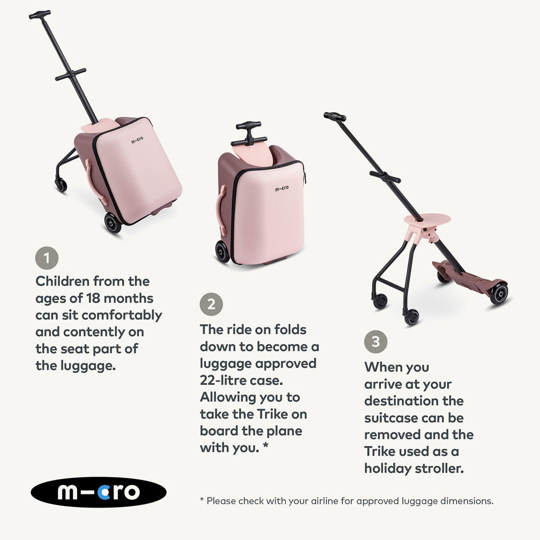 Micro Scooters Eazy Ride On Luggage / Suitcase - Pink - All Mamas Children
