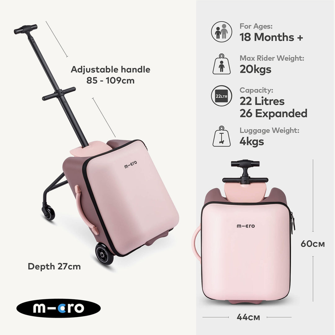 Micro Scooters Eazy Ride On Luggage / Suitcase - Pink - All Mamas Children
