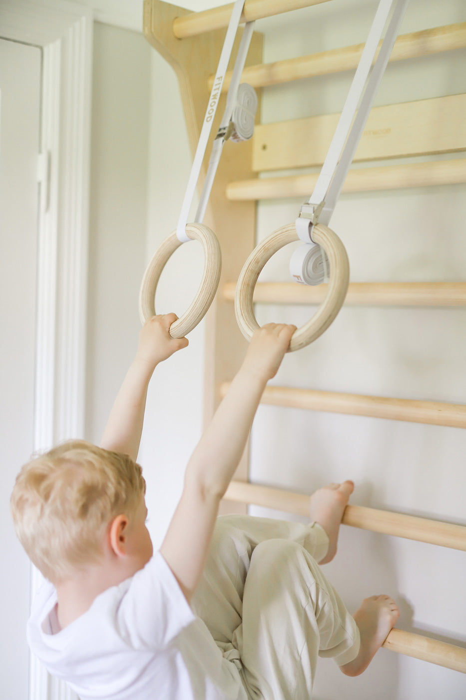 FitWood - TAIMI Wall Bars for Kids & Adults - White - All Mamas Children