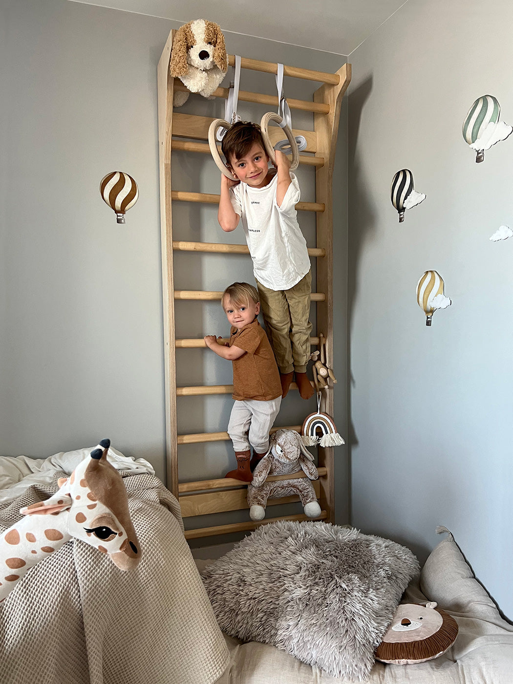 FitWood - TAIMI Wall Bars for Kids & Adults - White - All Mamas Children