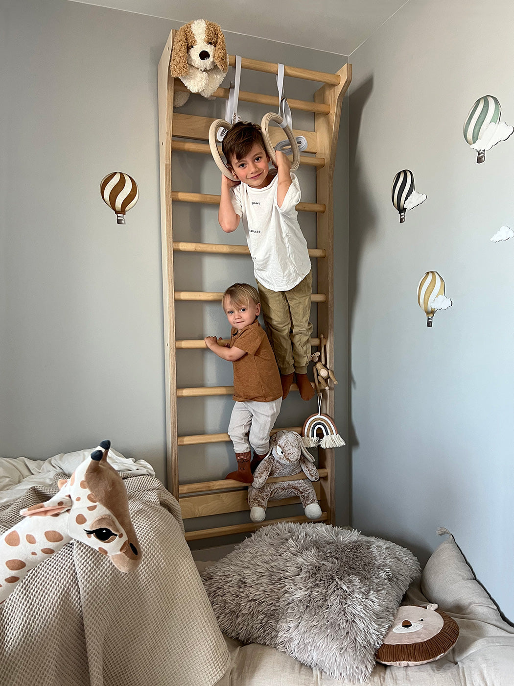 FitWood - TAIMI Wall Bars for Kids & Adults - White and Birch - All Mamas Children