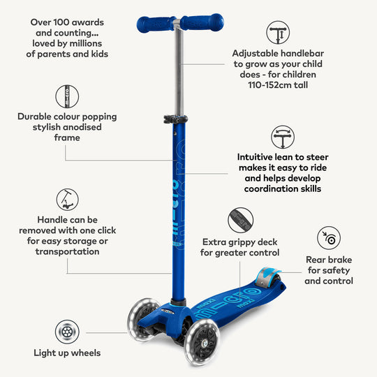 Micro Scooters Maxi Micro Scooter Deluxe LED - Navy - All Mamas Children
