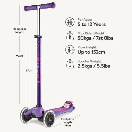 Micro Scooters Maxi Micro Scooter Deluxe LED - Purple - All Mamas Children