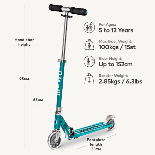 Micro Scooters Micro Sprite Scooter Classic LED - Aqua - All Mamas Children