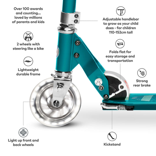 Micro Scooters Micro Sprite Scooter Classic LED - Aqua - All Mamas Children