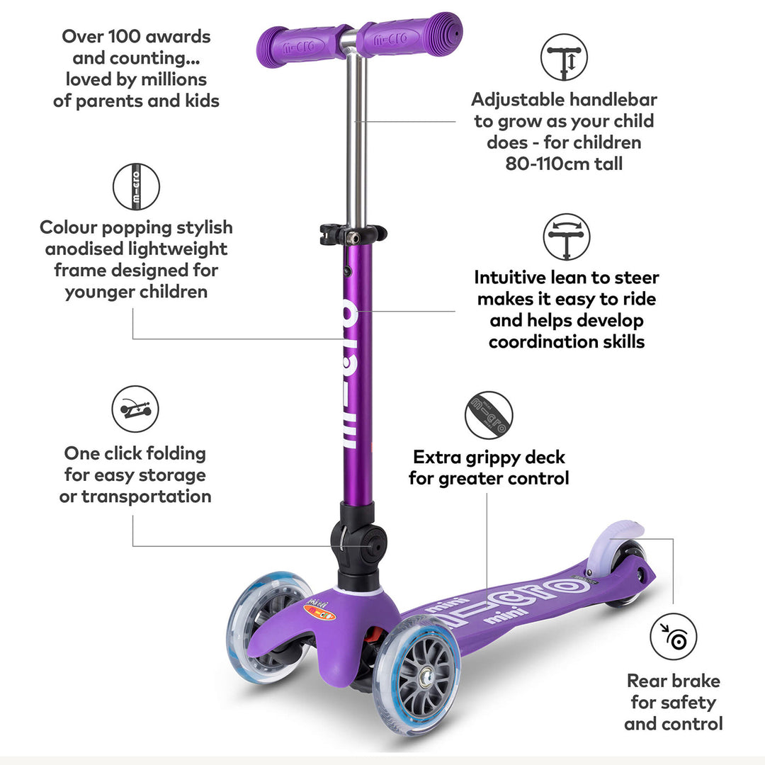 Micro Scooters Mini Micro Scooter Deluxe Foldable - Purple - All Mamas Children