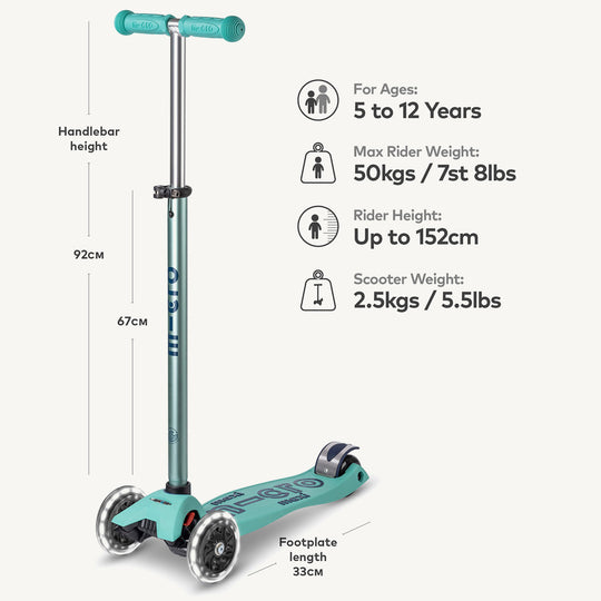 ♻️ Micro Scooters ECO Maxi Micro Scooter Deluxe LED - Mint - All Mamas Children