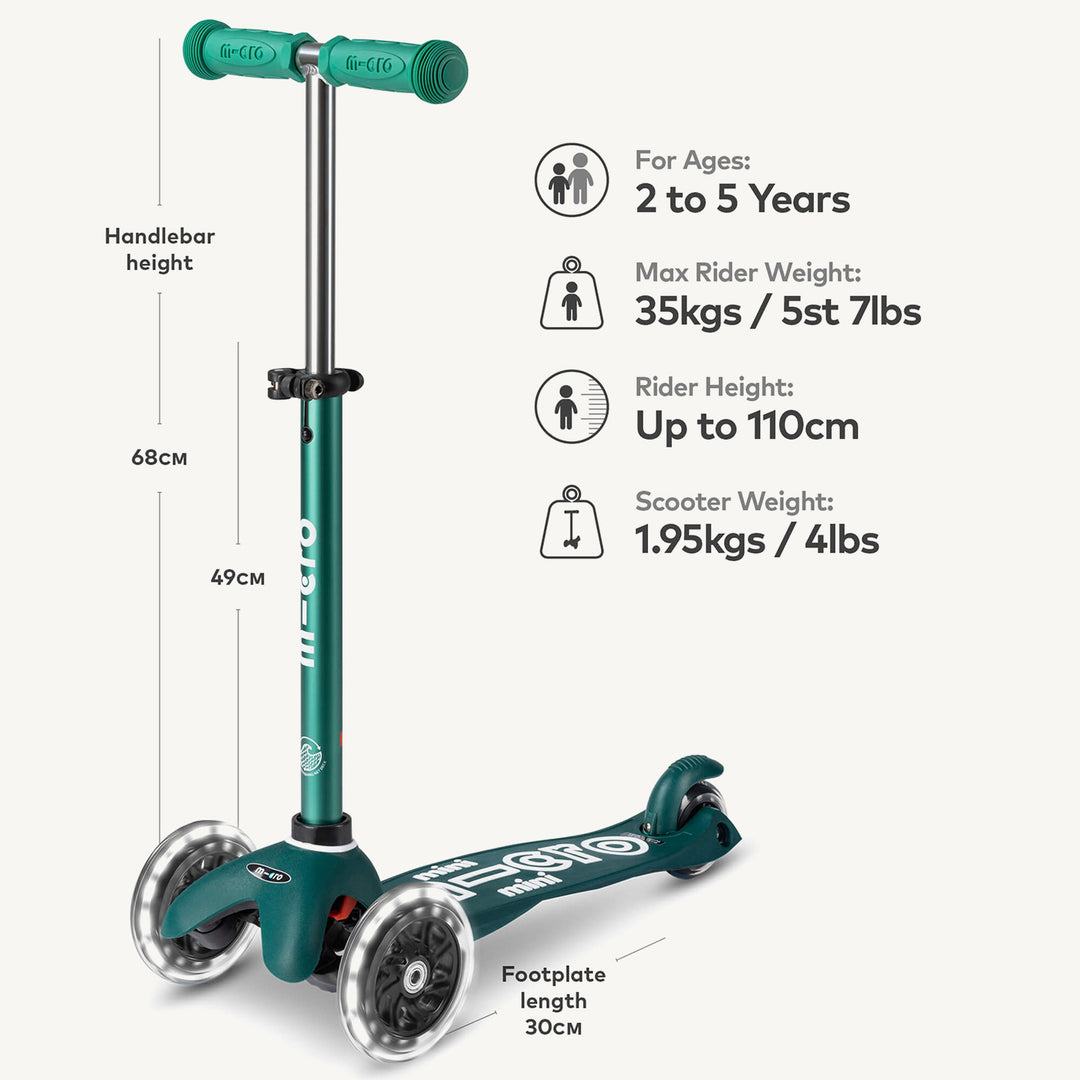 ♻️ Micro Scooters ECO Mini Micro Scooter Deluxe LED - Green - All Mamas Children