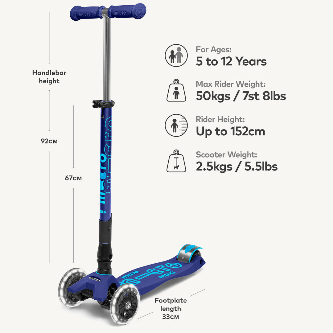 Micro Scooters Maxi Micro Scooter Deluxe Foldable LED - Blue - All Mamas Children