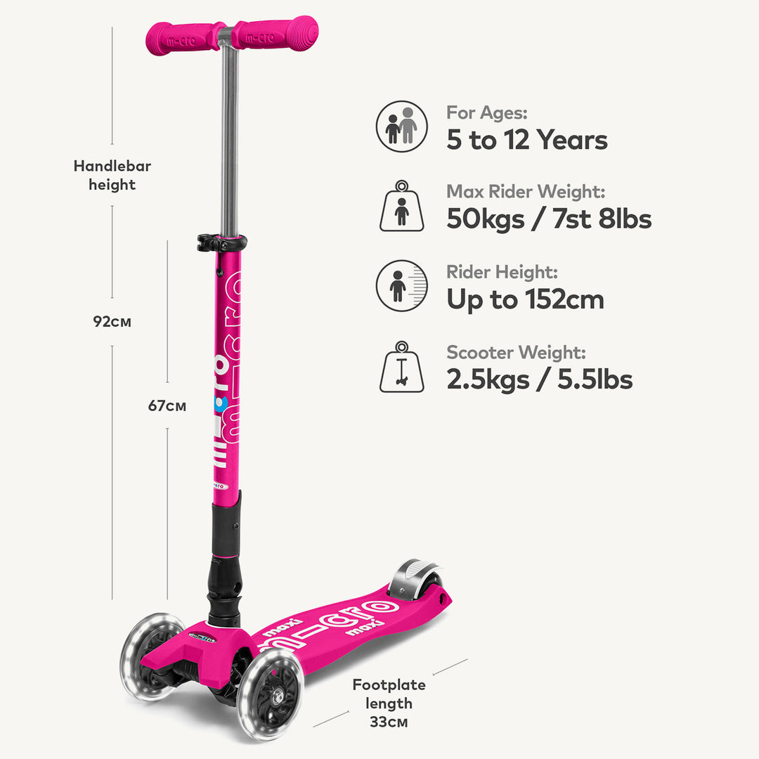 Micro Scooters Maxi Micro Scooter Deluxe Foldable LED - Pink - All Mamas Children