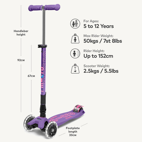 Micro Scooters Maxi Micro Scooter Deluxe Foldable LED - Purple - All Mamas Children