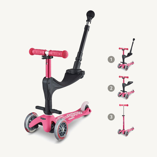 Micro Scooters Mini Micro 3in1 Deluxe Push Along Scooter - Pink - All Mamas Children