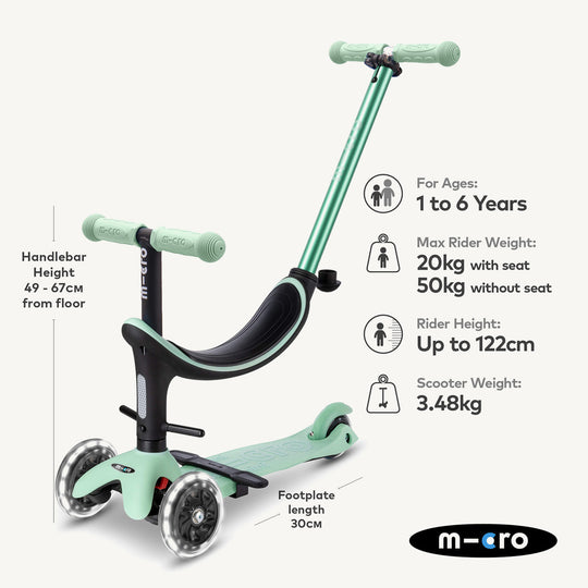 Micro Scooters Mini Micro 4in1 Mini 2 Grow Scooter - Mint