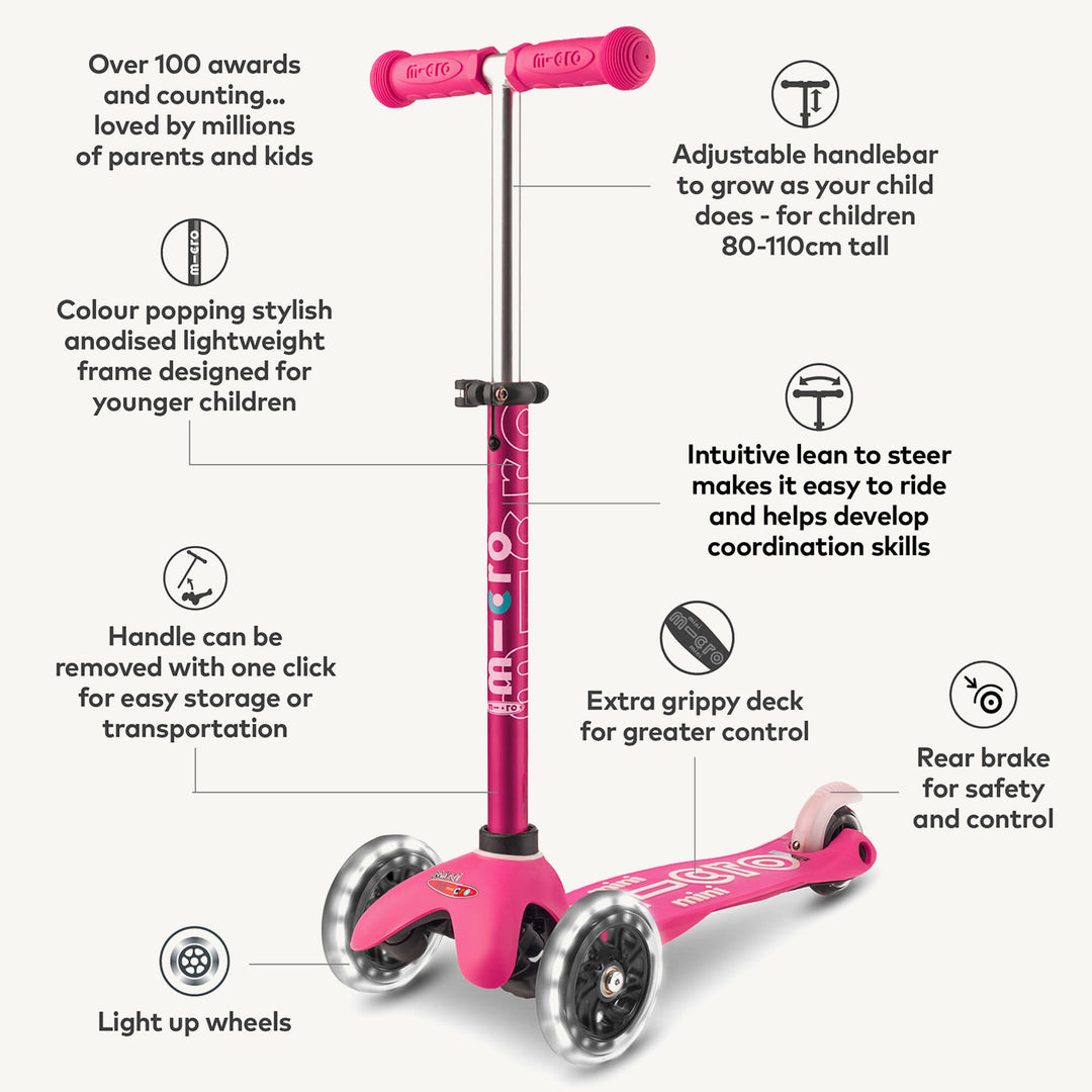 Micro Scooters Mini Micro Scooter Deluxe LED - Pink - All Mamas Children