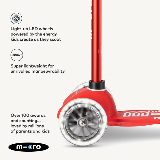 Micro Scooters Mini Micro Scooter Deluxe LED - Red