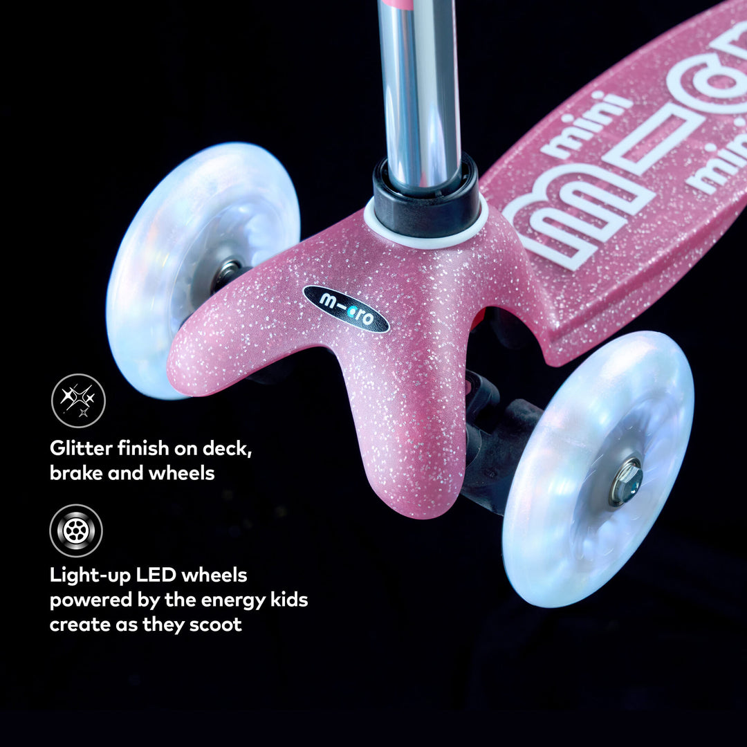 Micro Scooters Glitter Mini Micro Scooter Deluxe LED - Pink - All Mamas Children