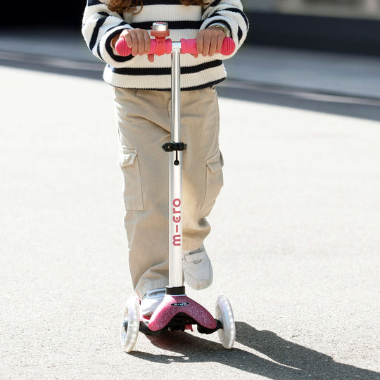 Micro Scooters Glitter Mini Micro Scooter Deluxe LED - Pink - All Mamas Children