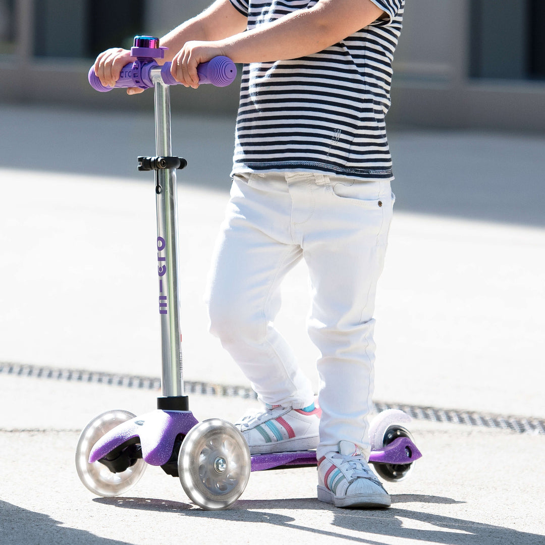 Micro Scooters Glitter Mini Micro Scooter Deluxe LED - Purple - All Mamas Children