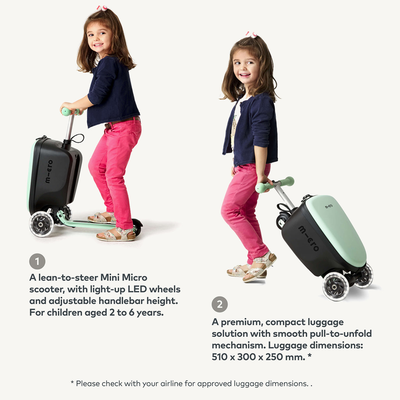 Children's luggage with sale light up wheels