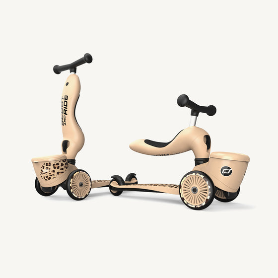Scoot and Ride 2 in 1 Balance Bike / Scooter - Highway Kick 1 Lifestyle - Leopard
