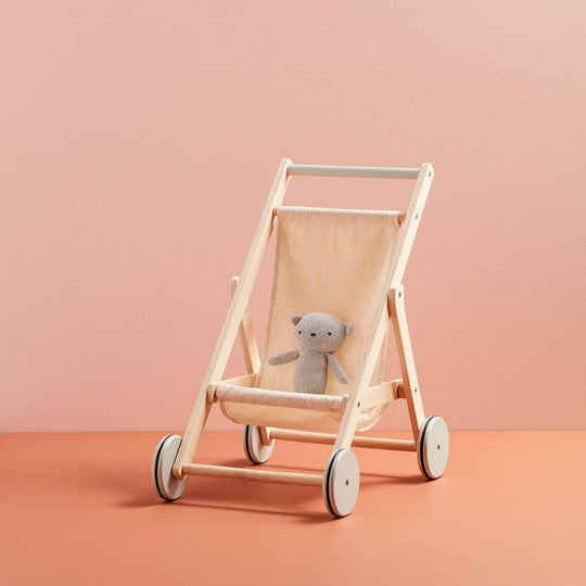 Kid's Concept - Dolls Stroller in Natural Wood and Cotton - All Mamas Children
