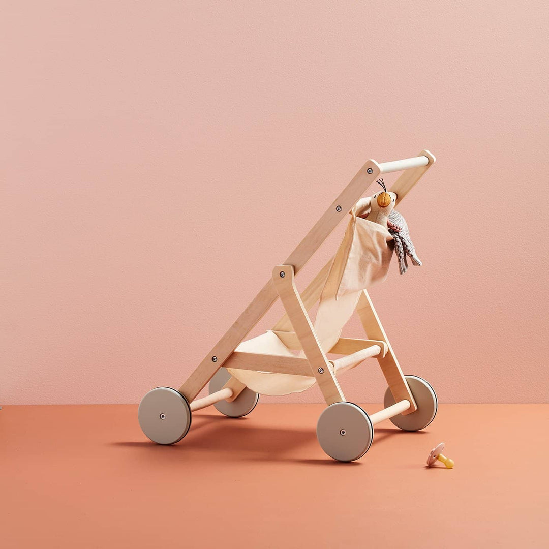 Kid's Concept - Dolls Stroller in Natural Wood and Cotton - All Mamas Children