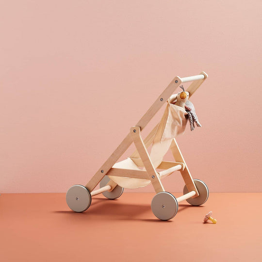 Kid's Concept - Dolls Stroller in Natural Wood and Cotton - All Mamas Children