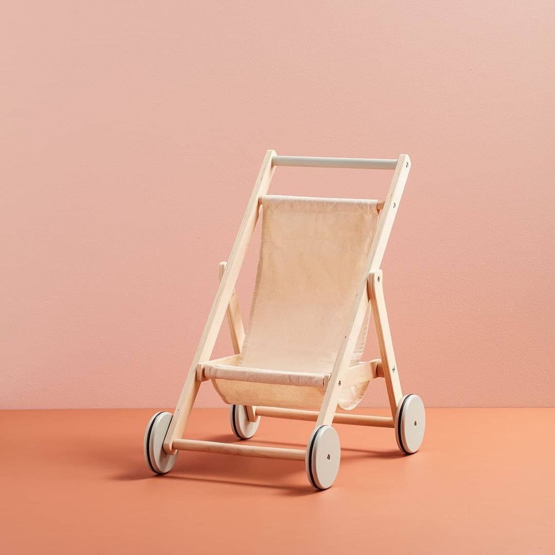 Kid's Concept - Dolls Stroller in Natural Wood and Cotton - All Mamas Children
