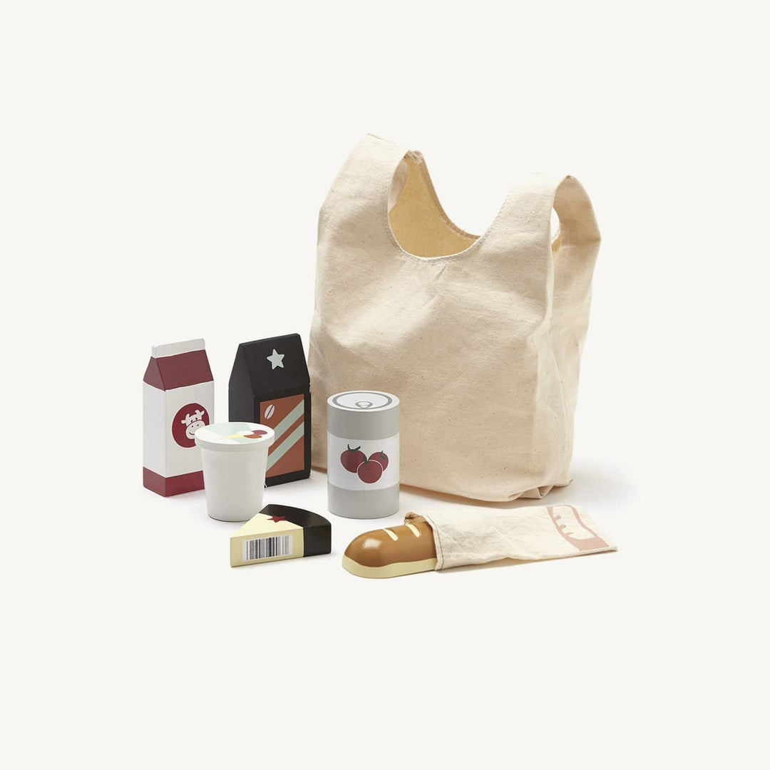 Kid's Concept - Bistro Wooden Toy Grocery Shopping Set With Bag - All Mamas Children