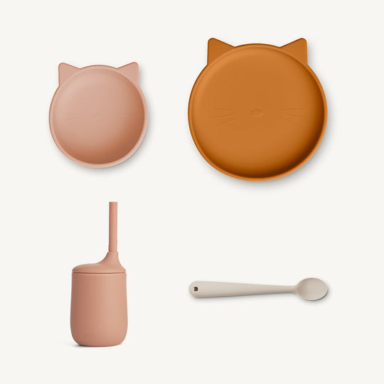 Liewood - Cathy Silicone Baby Feeding Set - Cat / Pale Tuscany Multi Mix - All Mamas Children
