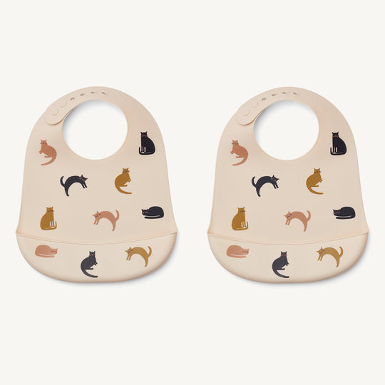 Liewood - Tilda Silicone Bib 2-Pack - Miauw / Apple Blossom Mix - All Mamas Children