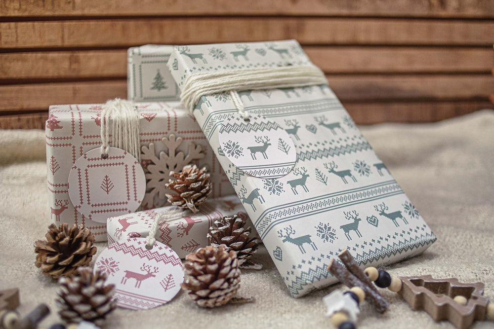 Retro Festive Knits Recyclable Wrapping Paper & Tags - All Mamas Children